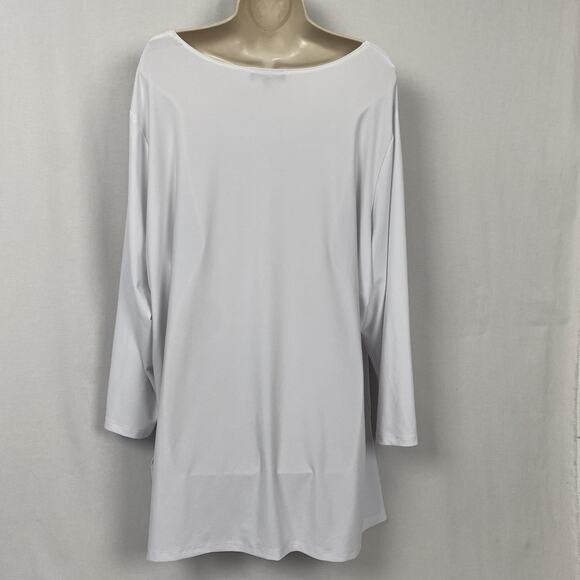 Slinky Brand Tunic Top Womens 3X White Scoop Neck Stretch Travel Knit Flowy - Picture 5 of 12